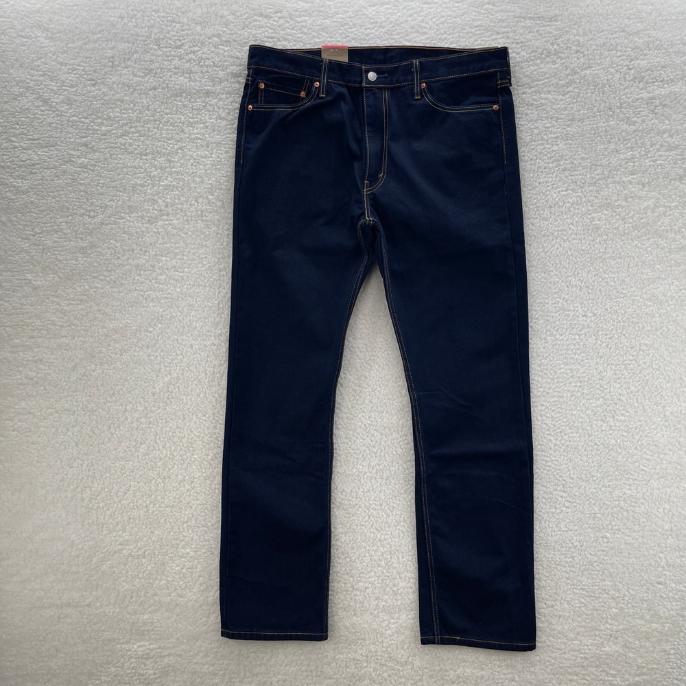 Levis 513 Jeans Mens 38x32 Blue Slim Straight Dark Wash Stretch Denim Casual NEW